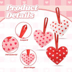 Syhood 12 Pcs Valentine's Day Felt Heart Ornaments Hanging Tree Decor for Wedding, Anniversary, Christmas Party Supplies, Winter Home Decorations(Pink and Red,Simple Style)