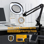12X Magnifying Glass with Light and Clamp, 84 LEDs 5 Color Modes Stepless Dimmable LED Desk Lamp, Desk Magnifying Glass with Light for Crafts Reading Painting Sewing Repair Close Work