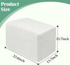Rectangular Stuffed Pouf Ottoman with Foam Chunk Filling, Furry Fabric Design, Multi-Functional Floor Pouf for Living Room, White