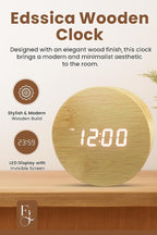 Wooden Alarm Clock Led Aesthetic Modern Alarm Digital Led Light for Desk with Large Display Elegant Aesthetic Gift