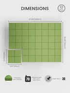 Bumusty Large Felt Bulletin Board, 48" x 36" Cork Board Alternative, 12-Pack Wall Tiles with 4-Compartment Design, 30 Push Pins, 70 Adhesive Tabs, Ideal for Office & Home Decor, Kelly Green