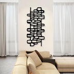 Cadeali Abstract Geometric Metal Wall Art, Modern Circles Metal Decor, Minimalist Line Art, Long Narrow Sign, Luxury Modern Artwork for Living Room, Farmhouse, Office (Black, 35"x16" | 90x41cm)