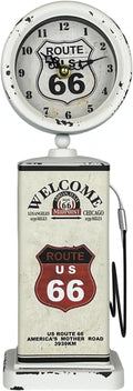Lily's Home Old Fashioned Route 66 Gas Pump Mantle Clock, Silent-Non-Ticking with Quartz Movement, Makes an Ideal Gift for Antique Sign Collectors, White (13 1/2" x 4 3/4")