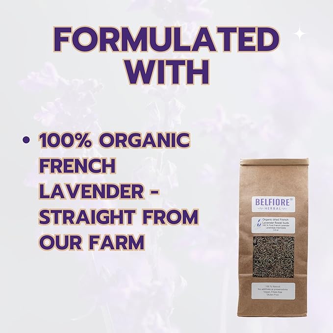 100% All Natural Dried French Lavender Flower Buds | Organic, Non-GMO | Skin Care, Crafts, Tea, Sachets, Potpourri | Made in The USA | 5.5 oz
