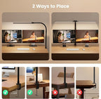 LED Desk Lamp for Home Office - Dimmable Computer Desk Light with Clamp, Modern Architect Task Lamp with Color Changing, Flexible Desktop Lamp with Gooseneck for Monitor, Double Head, Black