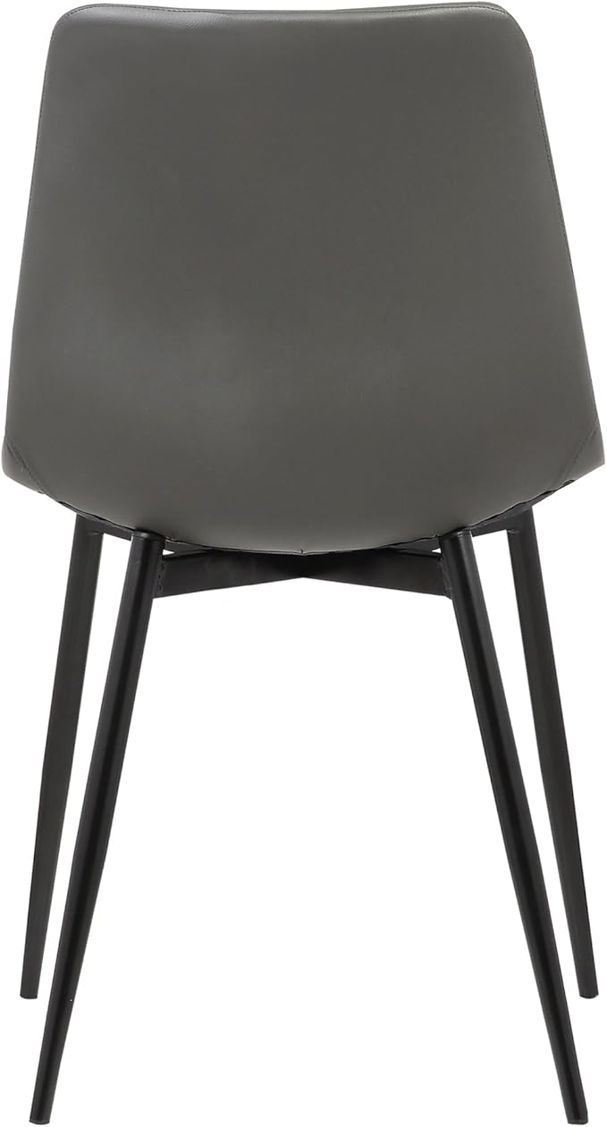 Armen Living Monte Mid Century Modern Dining Accent Chair for Table Kitchen Desk Vanity in Charcoal Gray Faux Leather with Black Metal Legs
