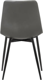 Armen Living Monte Mid Century Modern Dining Accent Chair for Table Kitchen Desk Vanity in Charcoal Gray Faux Leather with Black Metal Legs