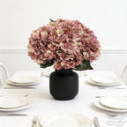 Kimura's Cabin 6pcs Fake Hydrangea Flowers Vintage Artificial Silk Hydrangeas Bouquets Faux Hydrangea with Stems for Autumn Wedding Party Home Garden Table Center Decoration (Pink Purple)