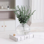 Round Glass Vase, Flower Vases for Bouquet, Ribbed Glass Vases for Flowers, Small Clear Vase for Living Room, Office, Coffee Table, Shelf, Wedding, 6 Inches