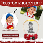 Custom Crystal Ball with Light Customized Photo Snow Globe with Engraving Text Baby' s First Christmas Personalized Christmas Ornaments Gifts for Family Couples Friends