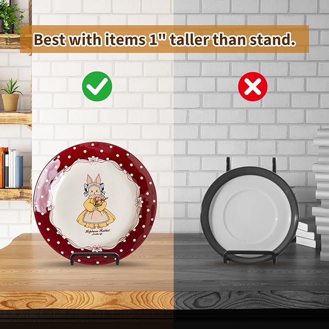 Plate Holder Easel Display Stand - 6 inch Metal Plate Stands for Display - Tabletop Picture Stand - Black Iron Easels for Display Pictures | Photo Frames | Book | Decorative Plates | Plaque - 4Pack