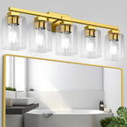 BesLowe 30" 5-Light Bathroom Light Fixture, Gold Bathroom Vanity Light, Bathroom Lighting Fixtures Over Mirror, Gold Bathrom Wall Lamp, Wall Lights for Living Room Bedroom Hallway