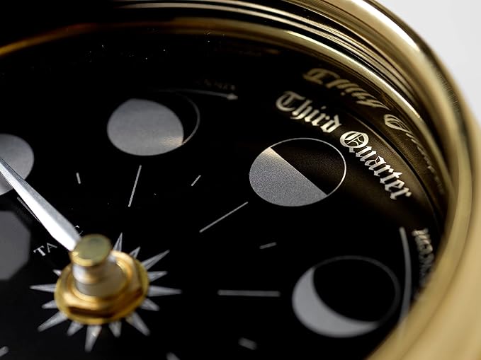 Prestige Brass Moon Phase Clock on a Solid English Oak Mantel/Display Mount