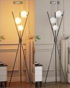 Lightdot 60IN Dimmable Black Tripod Floor Lamp Mid Century Standing Lamps with 3Pcs 3000K Bulbs Included Globe Eye Care&Stable Base Modern Tall Lamp for Living Room/Bedroom/Sofa Beside/Corner Decor