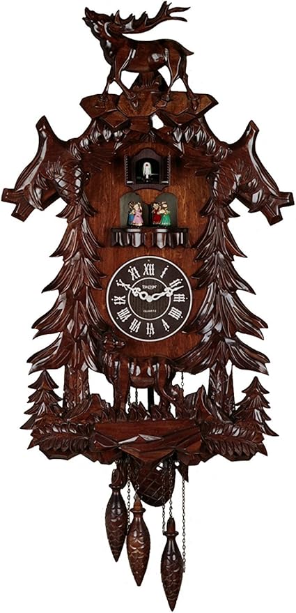 Kendal Vivid Large Deer Handcrafted Wood Cuckoo Clock with 4 Dancers Dancing with Music