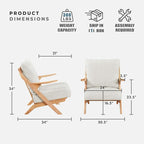 Lexicon Mid Century Modern Accent Chair, Natural Finish Solid Rubberwood Frame, Reversible Back Cushion, Woven Chenille Upholstered Reading Chair, for Living Room/Bedroom/Office, Beige