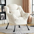 Lazy Chair for Living Room, Large Beige Lounge Accent Chair with a Throw Pillow, Leisure Sofa Chair Set, Comfy Reading Chair for Bedroom, Dorm Room, Office