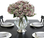 Kimura's Cabin 6pcs Fake Hydrangeas Flowers Vintage Artificial Silk Hydrangea Bouquets with Stems for Wedding Party Home Table Core Decoration (Green Purple, Pack of 6)