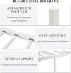 SHA CERLIN Twin Size Bed Frame for Kids,Metal Bed Frame with Butterfly Pattern Design Headboard & Footboard,No Box Spring Needed,Easy Assembly,White