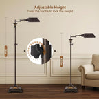 Scenekoy Adjustable Height Smart LED Floor Lamp for Living Room Bedroom, Remote Control Traditional 350º Swing Arm Standing Lamp with Swivel Metal Shade, Decor for Reading House Home Office