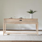 Liberty Furniture Brentwood Console Bar Table with AC, USB Charging Station for Living Room - Sandstone Oak Wood