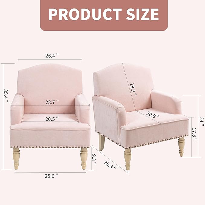 KEIKI Modern Accent Chair for Living Room and Bedroom,Comfortable Fabric Armchair with High-Density Foam, Sturdy Wood Legs, Stylish Lounge Chair for Home Office and Small Spaces