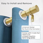 Curtain Rods for Windows 16 to 48 or 60 Inches Max Adjustable Length 1 Inch Diameter Window Curtain Rod with Aluminium Finials, Flash Gold