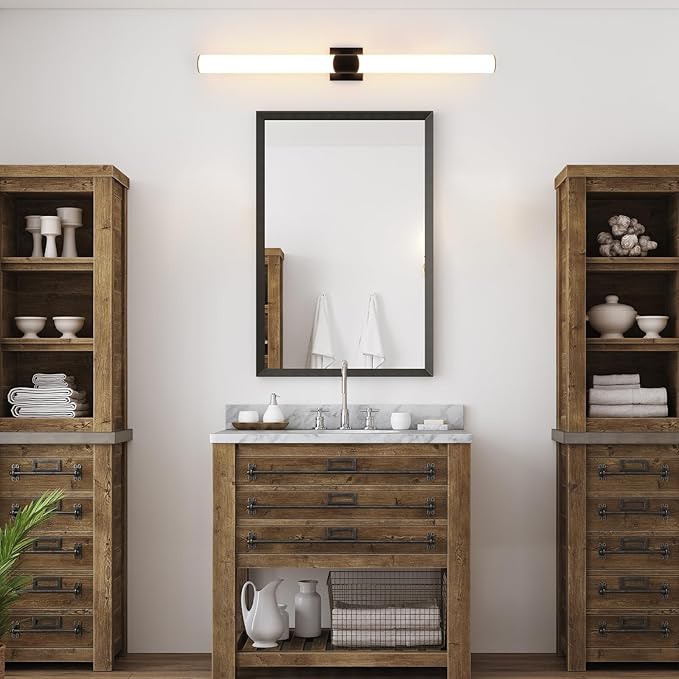 Modern Wall Sconce 38.2 Inch Black Bathroom Sconces Led Wall Lights with Acrylic Shade Hardwired Long Vanity Lighting Fixtures Over Mirror for Bedroom Living Room Hallway