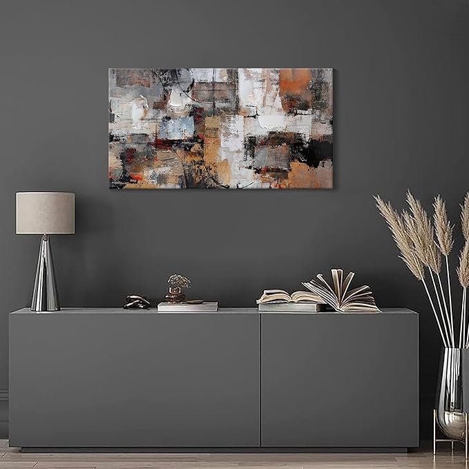 Pogusmavi Abstract Canvas Wall Art, Modern Minimalist Painting, Brown Room Decor, Framed Wall Art for Living Room, Bedroom, Office, 20x40IN