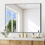 Black Bathroom Mirror for Wall, 30x36 Inch Rectangle Mirrors with Metal Frame, Modern Vanity Wall Mirror Decor for Entryway Hangs, Bathroom Living Room Horizontal or Vertical