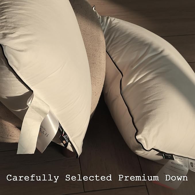 Luxurious Down Pillows - Standard Size, High Fill Power, Breathable Cotton Blend Shell,Down Pillow Ideal for Every Night (White, Standard (Pack of 2))