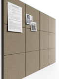 Bumusty Large Cork Board 48" x 36" Alternative - 12 Pack Felt Wall Tiles with 70 Safe Removable Adhesive Tabs, 30 Pushpins, Cork Boards for Walls Pin Board Bulletin Board Office Decor (Earth Brown)