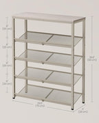 VASAGLE Shoe Rack for Entryway, 5-Tier Shoe Rack Organizer with Storage Shelves and Spacious Top, Freestanding, Adjustable, Industrial, Cappuccino Beige and Oatmeal Beige ULBS038L01