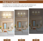 Kvhilw Bathroom Vanity Light, Brushed Gold Bathroom Light Fixtures, 3-Light Lighting Fixtures Over Miror, Modern Wall Sconce with Flared White Fabric Shade, E26 Socket(ETL Listed)