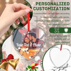 Personalized Christmas Crystal Ornaments Custom Heart Photo Ornament 2024 Customized Christmas Ornament Personalized First Christmas Keepsake Gifts for Couples Family Friends Xmas Decor