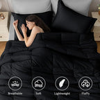 JOLLYVOGUE Twin Comforter Set, Ultra-Soft Bed in a Bag Twin Size 5 Pieces, Oeko-TEX Certified Bedding Set with Down Alternative Comforter, Sheets, Pillowcases & Shams, Black & Light Grey