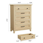 GarveeHome 5 Dresser for Bedroom, 41.3 in Tall Vertical Drawer Dresser with Large Storage, Freestanding Wooden Closet Chest for Bedroom, Living Room, Natural Oak