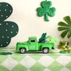 St. Patrick's Day Decorations for Home - Decor for Tiered Tray Metal Farm Truck with 3 Shamrocks Saint Patricks Day Vintage Diecast Pickup Truck Model for Shelf Table Centerpiece Décor 4.8inch