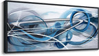 YDYSUNE Extra Large Blue and Gray Painting Wall Art White and Silver Picture for Living Room Modern Living Room Home Bedroom Decoration Blue Framed Artwork Decor 70x31IN