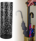 Umbrella Stand Umbrella Holder for Entryway,Umbrella Stand Rack,Metal Hollowed Freestanding Round Umbrella Holder Organizer Bin,Umbrella Rack Organizer Freestanding for Home Hotel Office(Small-Black)