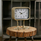 NIKKY HOME Vintage Table Top Clock, Cute Duck Paw Silent Shelf Desk Clock Battery Operated, Home Decor for Living Room, Mantel, Bedroom, Bedside - Gold