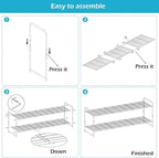 KEETDY 2-Tier Long Shoe Rack for Closet Entryway Shoe Organizer for 18 Pairs Sneakers, Metal Stackable Shoe Storage Shelf with Wire Grid for Bedroom, Floor, Bronze