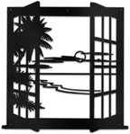 SIGNLEADER Metal Wall Art Decor Tropical Sunset Scenery Modern Abstract Wall Sculpture Hangings Home Decoration for Living Room, Bedroom, Bathroom, Kitchen, Outdoor - 18" Black
