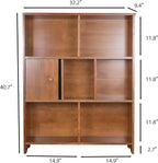 Brown Bookcase by Natural Wood, 7 Cube Bookshelf, Small Book Shelves Freestanding Display Storage Shelves. Open Bookshelf for Bedroom, Living Room and Office (Brown, 7 Cube)