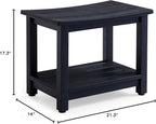 Heavy Duty HDPS Shower Bench Seat, Waterproof Shower Stool for Shaving Legs, Large Poly Lumber Bathroom Chair Seat with Ajustable Feet, Indoor/Outdoor Use, No Maintenance, Black