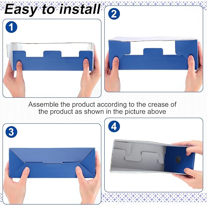 Thenshop 24 Pcs Cardboard Magazine File Holders Magazine Book Bin Box with Label Sticker Paper Organizer Storage Folder for Desk Shelves School Classroom Office Supplies (Classic,Navy Blue)