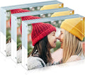 ILYXY 3 Pack Acrylic Frame 3.5x5, 20% Thicker, 20mm Thick Frameless Clear Picture Frame, Double Sided Magnetic Photo Frame, Free Standing Desktop Display Stand Acrylic Picture Frames