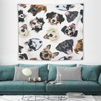 VUMIVI Dog-Head Tapestry Cartoon Pet Illustrations Cute Funny Animals Colorful Graffiti Tapestry Wall Hanging for Living Room Bedroom Dorm Classroom Aesthetic Decor W60xL50in