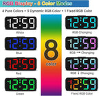 Peakeep Small Tiny Digital Alarm Clock Plug in for Kids Bedroom Bedside Nightstand, RGB Colorful Changing Large Display for Travel, Dimmable 6 Brightness, Corded Electric Battery Backup (Black - RGB)