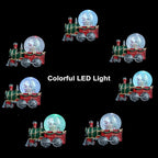 Christmas Snow Globe with Light up and Musical Snowflakes Holiday Decoration, 5.9 Inch Height Santa Claus Train Resin Snowglobe, Christmas Holiday Indoor Decor.